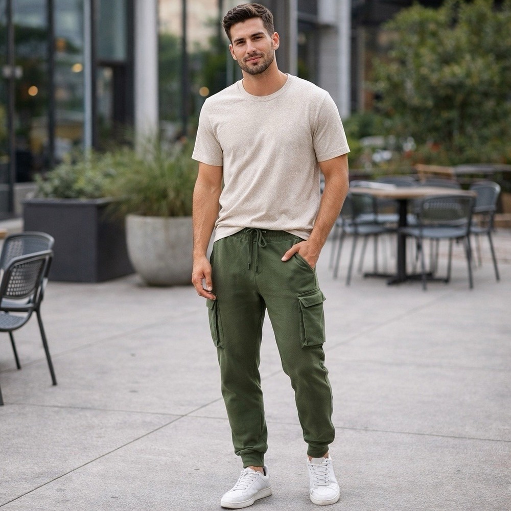 Aeronautica Militare Italy Small/Medium Men's Jogger Sweatpants Olive Green Logo